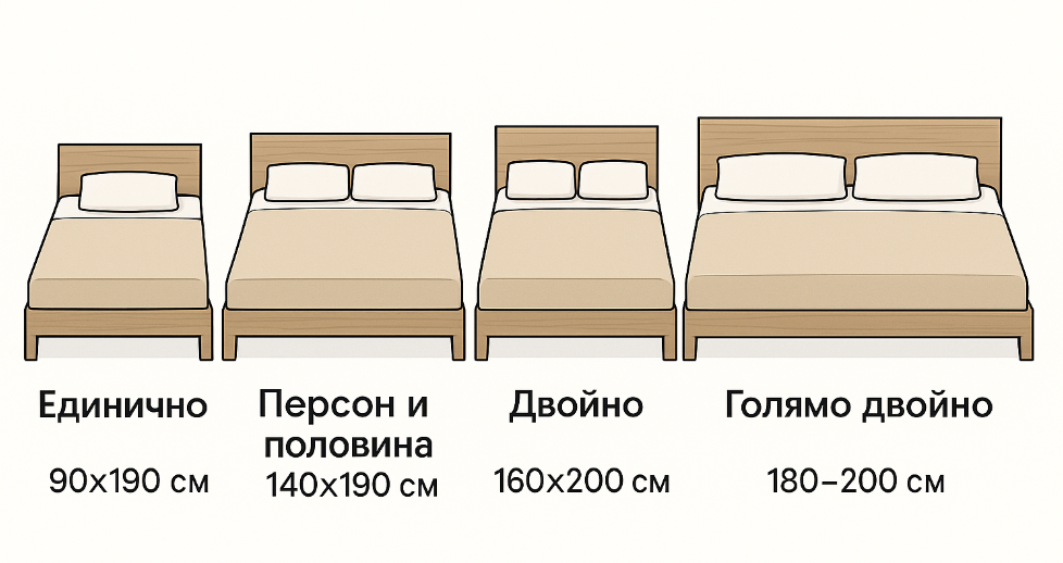 Най-често използваните размери на легла